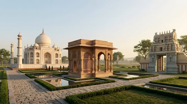 Mughal architecture monuments in a garden