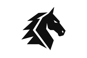Fototapeta premium Stylized black horse head profile logo design.