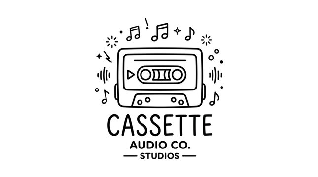 Cassette tape music audio logo.