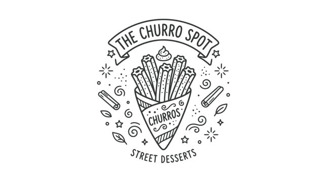Churro street food dessert logo.