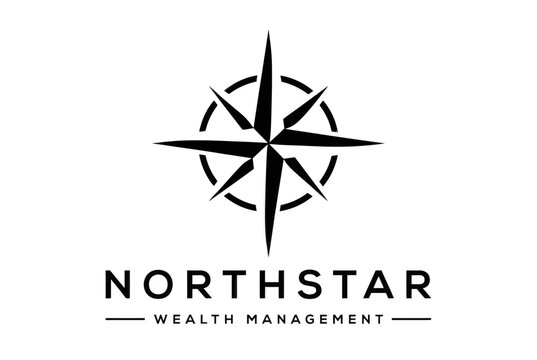 Eight pointed compass rose star icon logo design