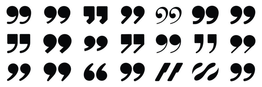 Quote Mark Speech Icons Featuring Quotation Symbols, Typography, Communication and Text Expression Elements, vector, design