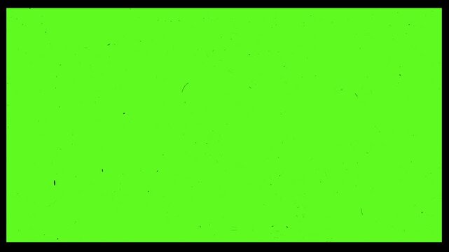  No signal tv screen noice and texture. Glitchy green screen with distorted pixels and black border. Vintage Film Frame Green Screen Overlay with Dust and Retro Cinema Effect, Classic analog texture.