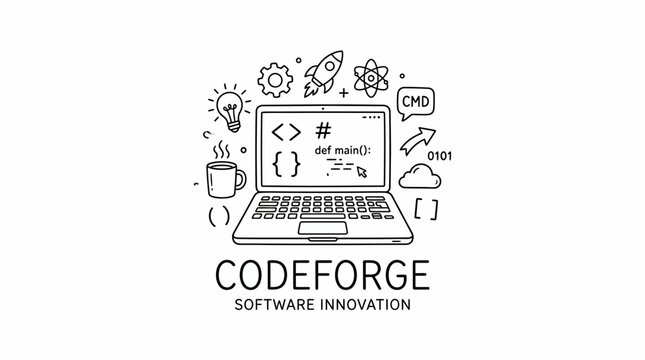 Laptop with coding symbols on screen.