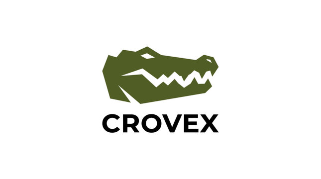Crocodile head logo green color.