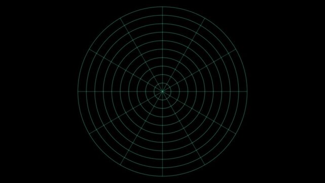 Digital radar screen scanning interface with rotating sweep animation for technology and data monitoring concepts 4k