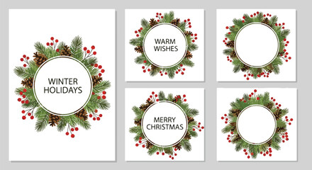 Christmas holiday wreaths with festive ribbons and decorations. © MASJAB