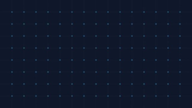 Dark blueprint grid line animation background, smooth directional motion overlay with cyan plus symbols on dark mode