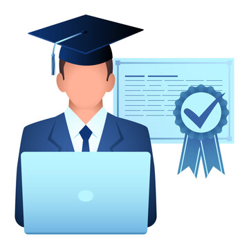 Internship Icon, Graduate Student, Professional Certification, Career Development, Entry Level Employment and Training Illustration