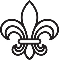 Detailed black and white fleur de lis symbol, a stylized lily often used in heraldry, royalty, and french cultural iconography also transparent background © Pixel With MH
