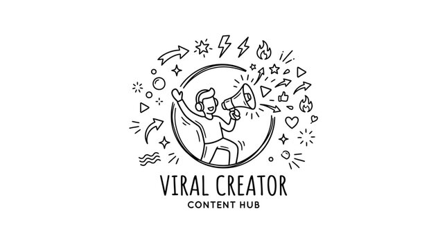 Viral Creator Content Hub Logo Design.