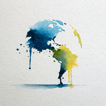 Abstract watercolor globe of the Americas