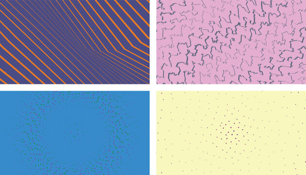 Sophisticated vector design series featuring angular line arrays and abstract dot textures for professional creative backgrounds and visual interface