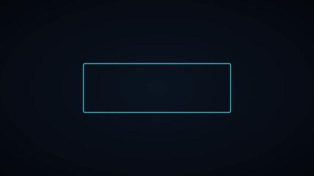 Minimalist glowing neon rectangle frame border on dark animation 4k background, for digital overlay