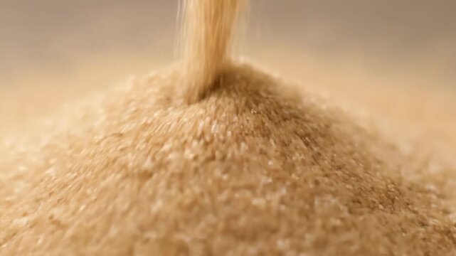 Close-up of grain, sand flow accumulation process