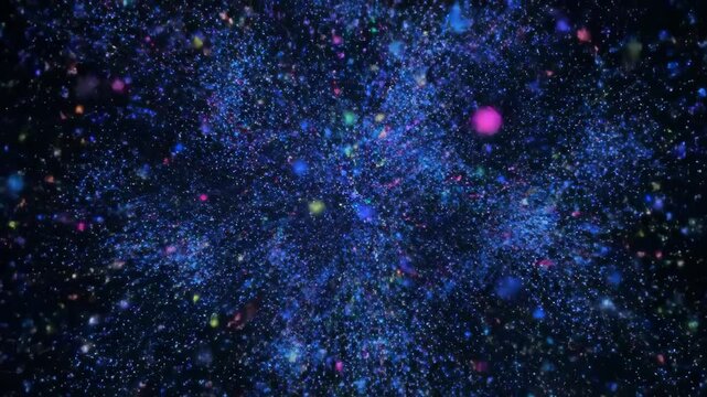 Color particle light effect blooming effect, blue particle explosion effect