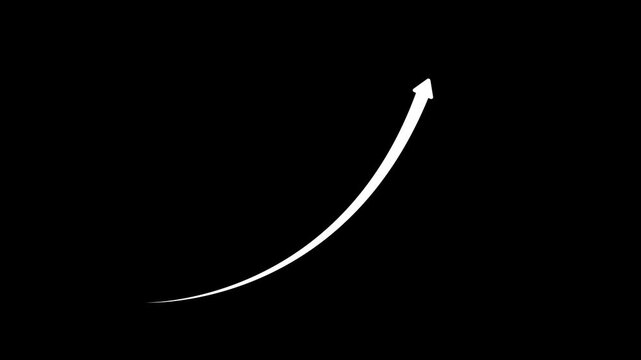 White arrow rising transparent channel. Abstract arrow growth chart of economy icon White color animated down to up arrow animation, arrow rising transparent channel. with video animation.