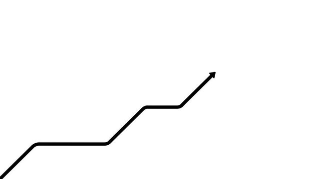 Growth bar chart of economy, isolated on transparent white background with alpha channel.