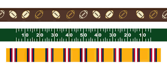 American Football Borders: Balls, Field Yard Lines, and Team Colors © NURYANI