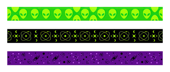 Alien, Atom, Galaxy Patterns - Vibrant Stripes Border Design Set © NURYANI