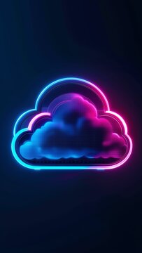 digital illustration cloud shape rainbow cloud three colors blue pink purple arranged circular pattern blue color top half cloud while pink purple color bottom half background dark blue making colors