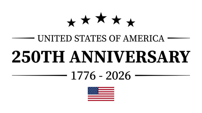 United states 250th anniversary logo with stars and flag