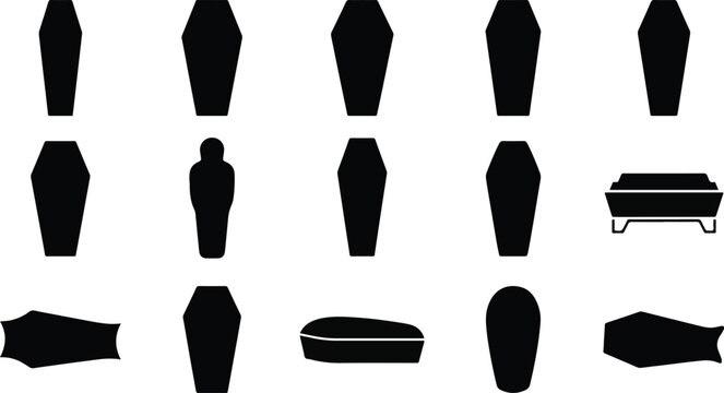 Halloween coffin silhouettes for spooky decorations and designs