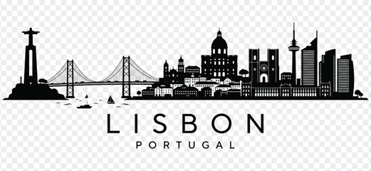Lisbon city skyline silhouette vector illustration © MDRASIDUL