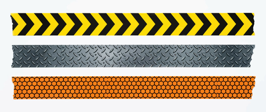 Warning Tape Patterns: Chevron, Diamond Plate, Honeycomb