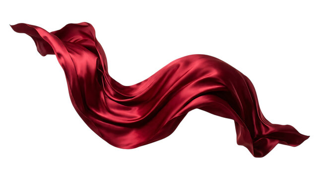 Flowing dark red silk fabric wave in motion