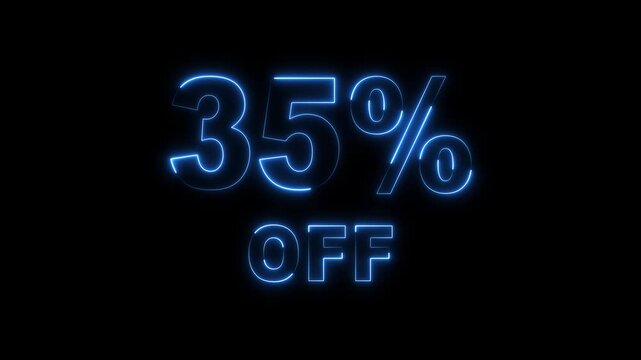 35% OFF text icon animation glowing neon business banner sign template shop offer .suitable for promotion, animation