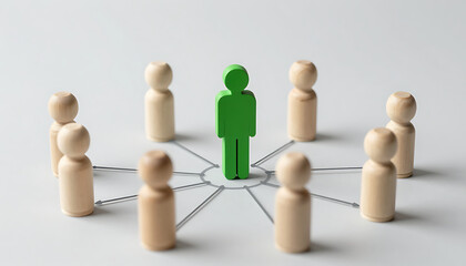 Obraz premium Networking Leadership – Central Figure with Digital Connections