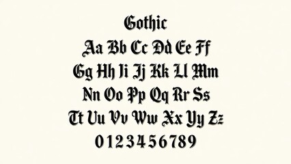 Obraz premium gothic liquid metal alphabet on mossy stone wall