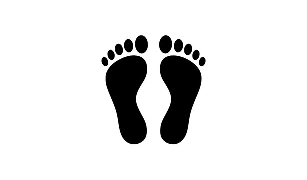 Black Human Footprints Icon Minimal Vector Illustration