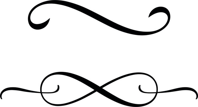 Vintage swirl divider element set, black calligraphic line border infinity ornament vector text separator template