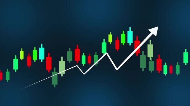 Candle chart trading goes up animated candle chart stock trading goes up isolated icon bluescreen 4k
