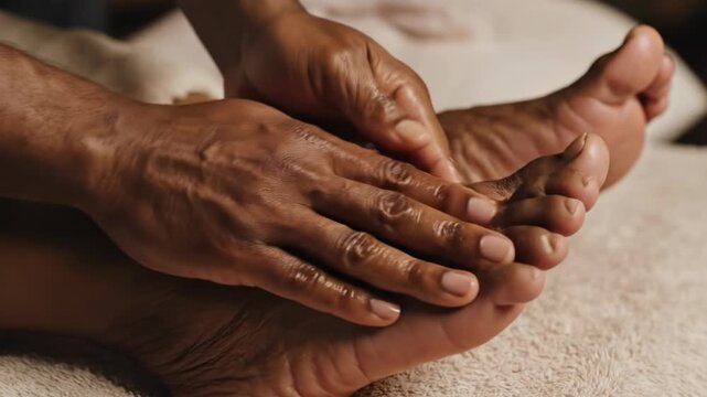 Close-up of a person receiving a relaxing foot massage with oil, promoting wellness and self-care.