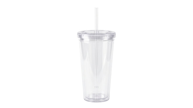 Clear Plastic Tumbler With Straw.