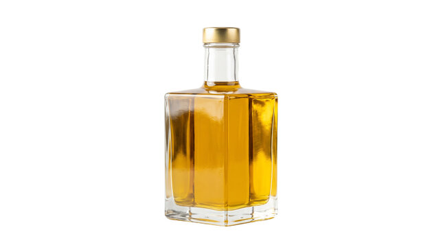 Bottle of golden colored whiskey.
