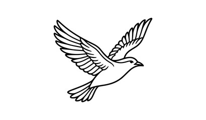 Fototapeta premium Flying Bird Outline Icon Editable Stroke Monoline Vector Illustration