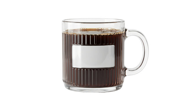 Clear glass coffee mug with handle.