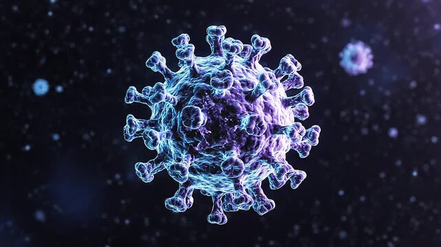 3D illustration of a virus particle concept under microscope