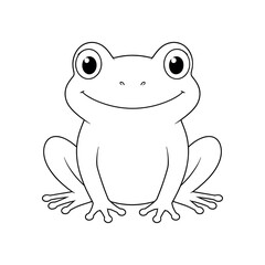 Fototapeta premium small frog animal on a plain canvas field, frog, amphibian, animal, wildlife, sketch, drawing, line