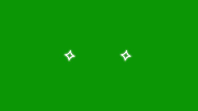 2d shining twinkle effect, fast line glitter motion animation, white cartoon blinking stars, flat vector doodle sparkle, glowing light trails, premium green screen overlay 4k video,
