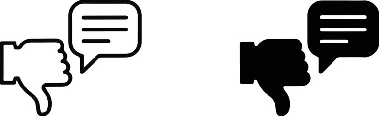 Feedback icon set featuring thumbs down gesture and chat speech bubble feedback negative communication customer business graphics illustration © Bishal