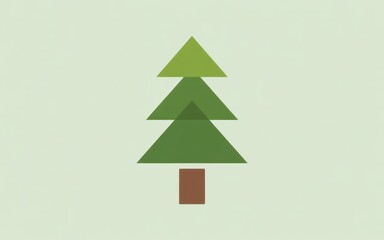 Fototapeta premium Minimalist flat vector icon of a simple green pine tree shape