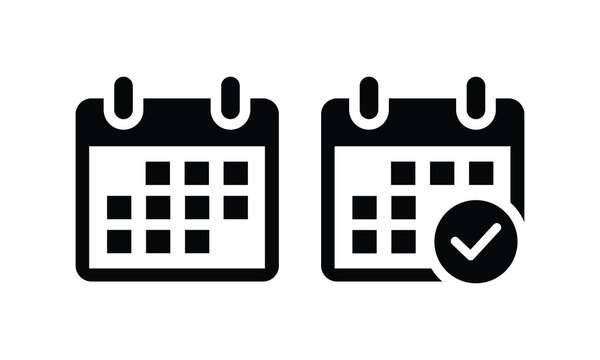 Calendar icon set with check mark for event planning and schedule confirmation vector graphic isolated on white background