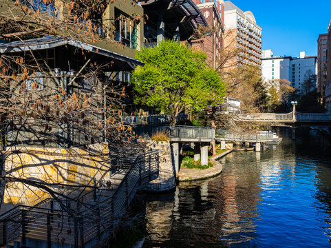 Modern Architecture on The Historic San Antonio River Walk, San Antonio, Texas, USA