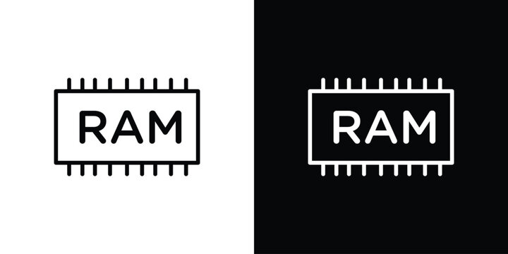Ram memory icon line drawings pack