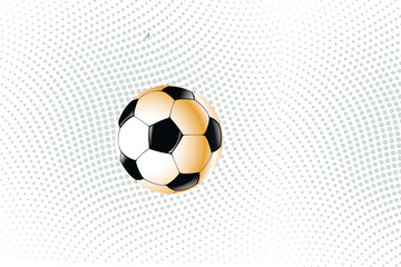 Naklejka premium Golden Soccer Ball Illustration on Light Grey Halftone Dot Pattern Background